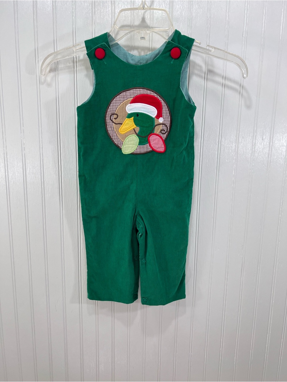 Stellybelly Holiday Christmas Mallard Duck Corduroy Jon Jon Romper 6 Months